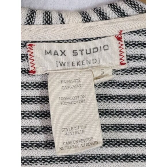 Max Studio Cardigan Womens S Black White Open Front Long Sleeve Hood Cotton - Picture 6 of 9